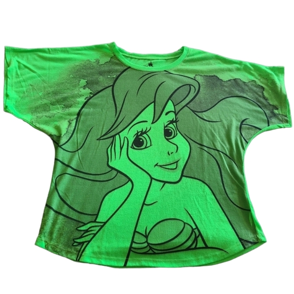 Disney World Ariel Little Mermaid Circle Top - Lime Green - S - Picture 1 of 4